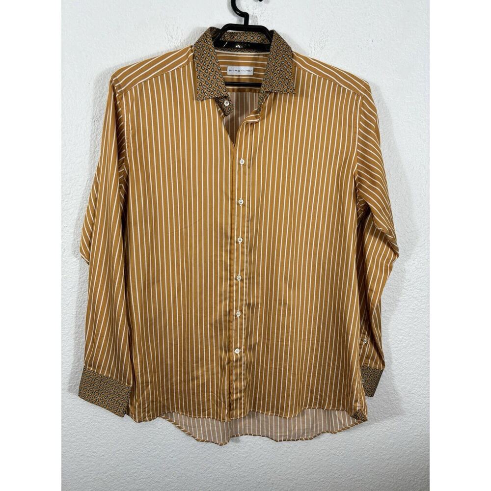ETRO Multicolor Shirt Size 44cm 17" Button Up Striped Paisley Cotton Long Sleeve